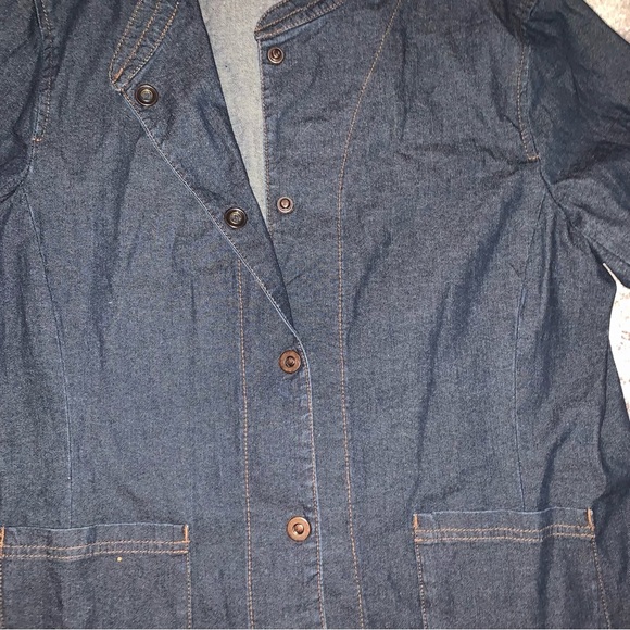 Eileen Fisher Dark Denim Jacket with Relaxed Fit and Rounded Collar - Picture 2 of 6